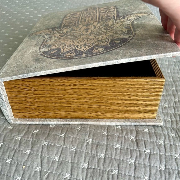 2 for $20 Gray and Gold Hamsa Lined Storage Box - Picture 4 of 5